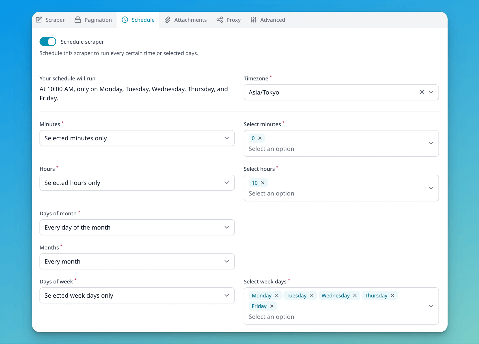MrScraper scheduler